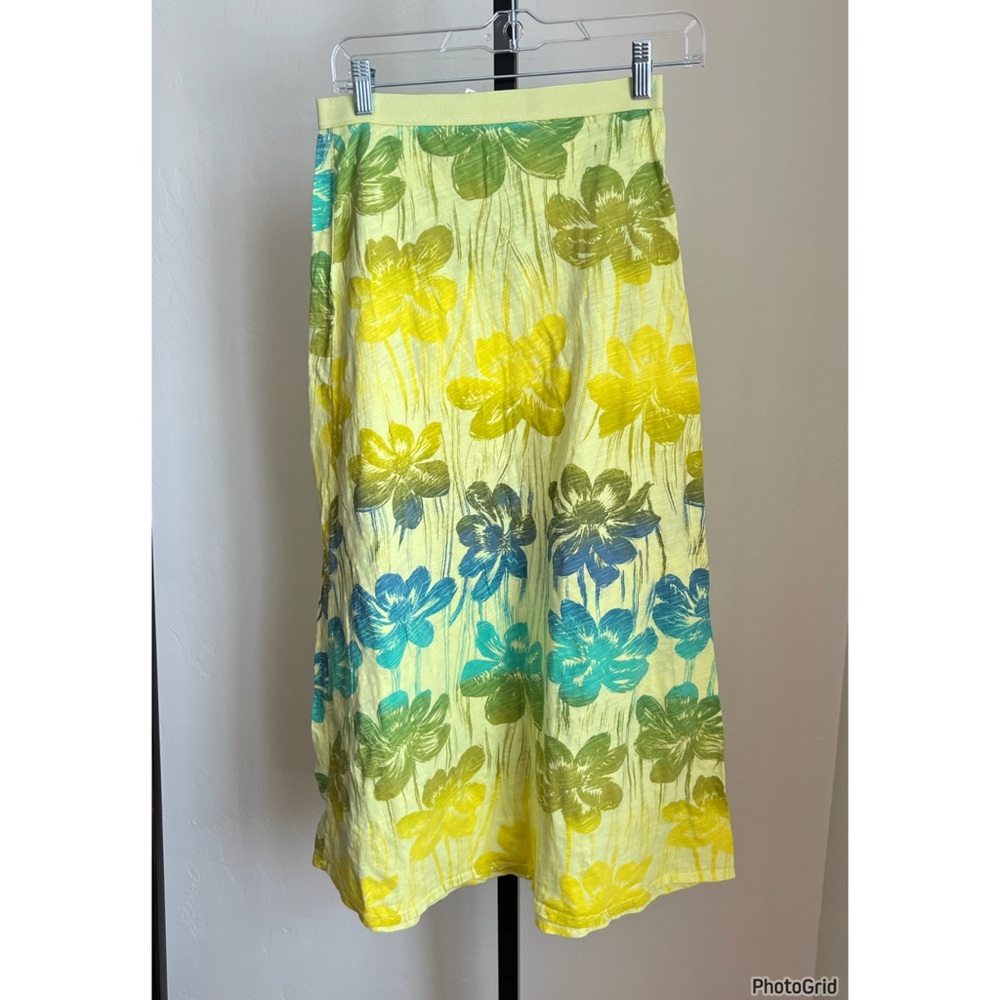 Fresh Produce Yellow Green Blue Colorful Printed Maxi Skirt XS